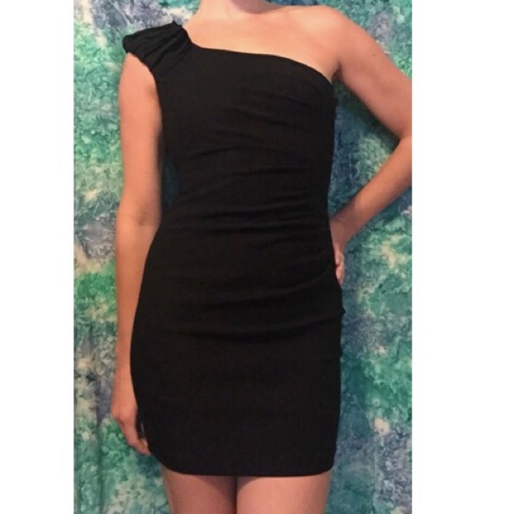 One Shoulder Black Cocktail Dress